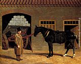 A Cart Horse And Driver Outside A Stable by John Frederick Herring Snr